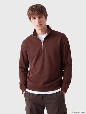 Lc Waikiki Yeni Sezon Bordo Dik Yaka Erkek Kalın Sweatshirt