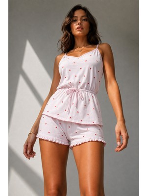 Kadın Viskoz Sezonsuz Paçalı Pembe Pijama Takımı