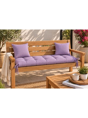 Yuvina Bank Minderi 50X110 cm + 2 Adet 40X40 cm Minder Seti | Bahçe Balkon Teras