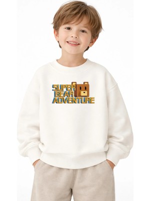 Fasardi Super Bear Adventure Baskılı Oversize 3 Iplik Şardonsuz Uzun Kollu Unisex Çocuk Sweatshirt