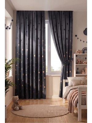 Bebek Çocuk Odası Fon Perdesi Desenli Dekoratif Dijital Baskılı Premium Çocuk Odası Perdesi