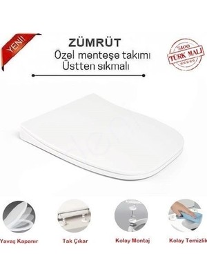 Nkp Slim Kare Yavaş Kapanır Klozet Kapağı Zümrüt Kolay Montaj ve Temizlik Özellikli