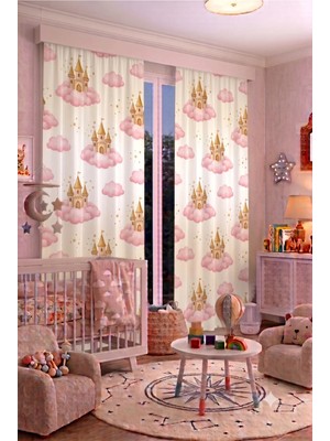 Bebek Çocuk Odası Fon Perdesi 100 x 250 cm 1 Kanat Sevimli Desenli Dekoratif Dijital Baskılı Premium Çocuk Odası Perdesi