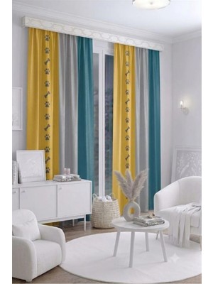 Bebek Çocuk Odası Fon Perdesi 140X260 cm 2 Kanat Sevimli Desenli Dekoratif Dijital Baskılı Premium Çocuk Odası Perdesi