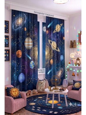 140X260 cm 2 Kanat Bebek Çocuk Odası Fon Perdesi Desenli Dekoratif Dijital Baskılı Premium Çocuk Odası Perdesi
