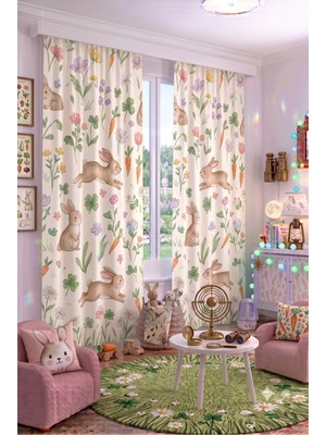 140X260 cm 2 Kanat Bebek Çocuk Odası Fon Perdesi Desenli Dekoratif Dijital Baskılı Premium Çocuk Odası Perdesi