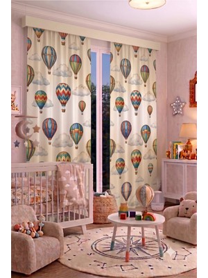 Bebek Çocuk Odası Fon Perdesi 100 x 250 cm 1 Kanat Sevimli Desenli Dekoratif Dijital Baskılı Premium Çocuk Odası Perdesi