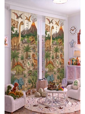 140X260 cm 2 Kanat Bebek Çocuk Odası Fon Perdesi Desenli Dekoratif Dijital Baskılı Premium Çocuk Odası Perdesi