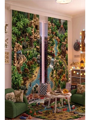 140X260 cm 2 Kanat Bebek Çocuk Odası Fon Perdesi Desenli Dekoratif Dijital Baskılı Premium Çocuk Odası Perdesi