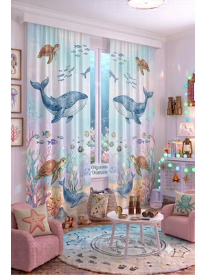 140X260 cm 2 Kanat Bebek Çocuk Odası Fon Perdesi Desenli Dekoratif Dijital Baskılı Premium Çocuk Odası Perdesi
