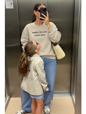Monila Kadın Premium Kumaş 3 Iplik Şardonlu Yazı Baskılı Sweatshirt