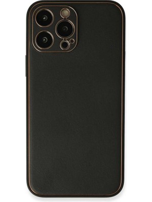 Iphone 13 Pro Max Kılıf Coco Deri Silikon Kapak - Siyah