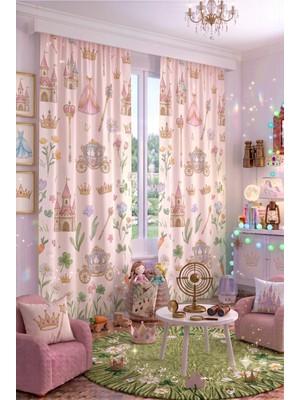 140X260 cm 2 Kanat Bebek Çocuk Odası Fon Perdesi Desenli Dekoratif Dijital Baskılı Premium Çocuk Odası Perdesi