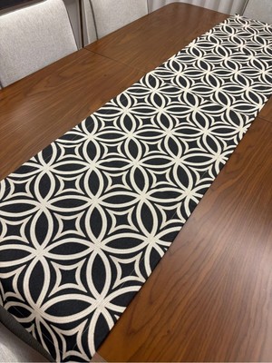 Denef Home Geometrik - Ottoman Runner Siyah - 40X170 cm 1 Adet