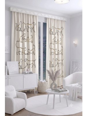 Bebek Çocuk Odası Fon Perdesi 140X260 cm 2 Kanat Sevimli Desenli Dekoratif Dijital Baskılı Premium Çocuk Odası Perdesi
