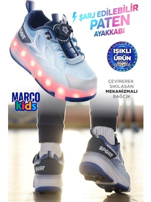 Marco Kids Fast Patik Patenli Çocuk Mavi Spor Ayakkabı 26Y1801-M-1P