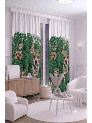 Bebek Çocuk Odası Fon Perdesi 140X260 cm 2 Kanat Sevimli Desenli Dekoratif Dijital Baskılı Premium Çocuk Odası Perdesi