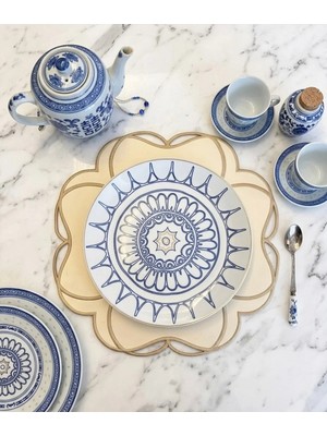 Denef Home Yonca Line Çift Taraflı Amerikan Servis Bej 40 cm Yuvarlak 1 Adet - Premium