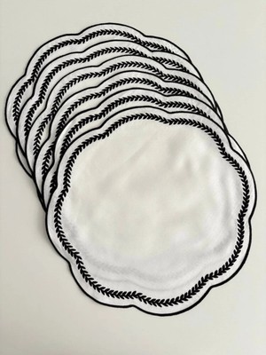 Denef Home Elagant - Amerikan Servis Nakışlı Siyah - 40X40 cm 1 Adet