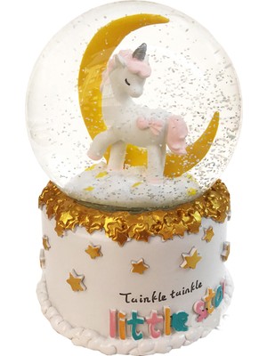 Narkissos Unicorn Işıklı Müzikli Orta Boy Kar Küresi Cam Malzeme ile Hediye Seçeneği