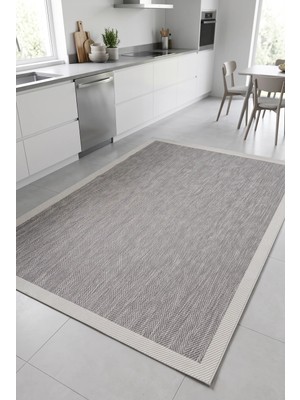 Merinos Sisal Modern Salon Mutfak Balkon Koridor Halı Gri-Krem 65-96