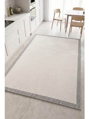 Merinos Sisal Modern Salon Mutfak Balkon Koridor Halı Krem-Gri 66-95