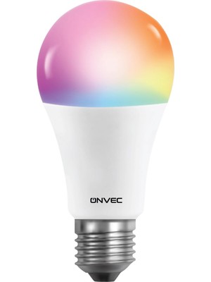 Onvec 2gen Tuya Wifi+Bluetooth Destekli 9 W Rgb Çok Renkli Akıllı LED Ampul, 2.4 Ghz, Onvec, Amazon Alexa ve Google Home Uygulamarıyla Çalışır, Rengi