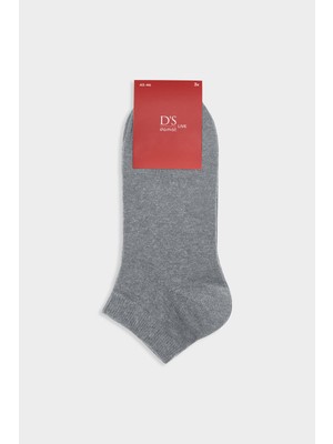 D'S Damat Ds Damat Gri 3'lü Pamuklu Spor Patik Çorap Set