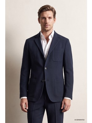D'S Damat Ds Damat Comfort Lacivert Gofre Desenli Takim Elbise