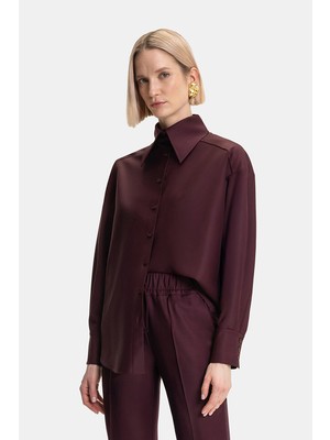 Vakko Burgundy Long Sleeve Shirt