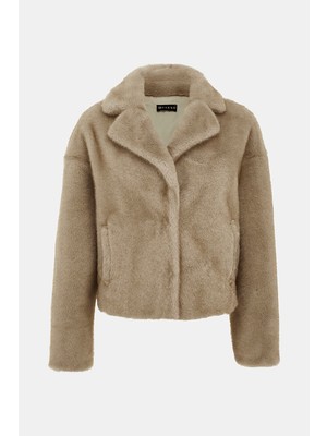 Vakko Beige Eco Fur Jacket
