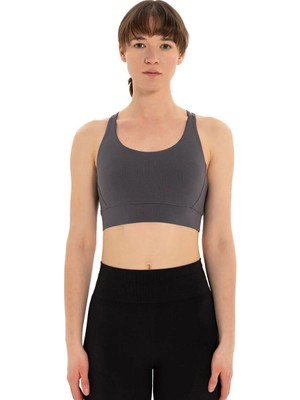 Inguz Çift Askılı Sırtı Çapraz Yoga Büstiyer Gri - L