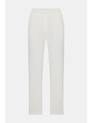 Vakko Ecru Straight-Leg Trousers