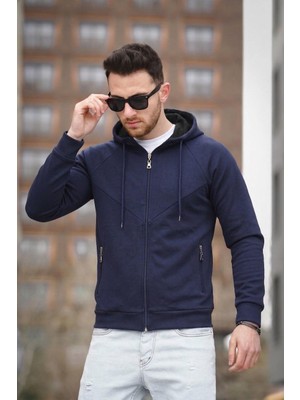 Oksit Chev Micro Interlok Kapüşonlu Fermuarlı Hırka Sweatshirt