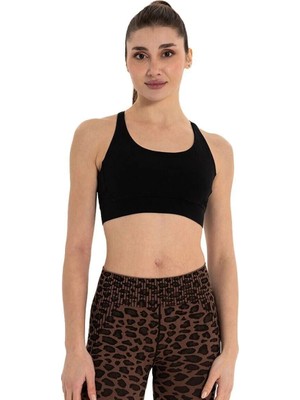 Inguz Çift Askılı Sırtı Çapraz Yoga Büstiyer Siyah - Xl