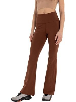Inguz Roll Up Flare Toparlayıcı Yoga Pantolon Kahverengi - Xs