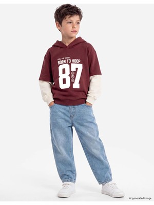 Lc Waikiki Yeni Sezon Bordo Erkek Çocuk Kalın Sweatshirt