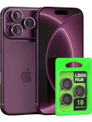 Efnaz Style Apple iPhone 18 Pro Max Raze Metal Kamera Lens - Bordo