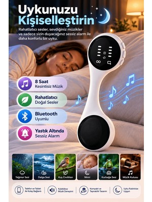 sbodurhome Bluetooth Uyumlu Yastık Altı Uyku Hoparlörü Sessiz Alarm Doğal Sesler 8 Saat Müzik Dinleme