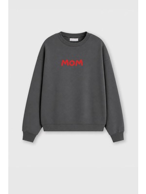 Monila Kadın Premium Kumaş 3 Iplik Şardonlu Anne Baskılı Sweatshirt