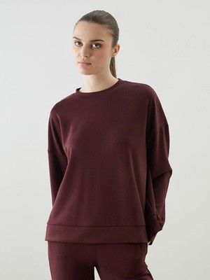 Lc Waikiki Yeni Sezon Mürdüm Oversize Modal Karışımlı Kadın Sweatshirt