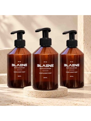 Blaene 3 Adet 500 ml Amber Plastik Pompalı Sıvı Sabunluk, Siyah Pompalı Tezgâh Üstü Banyo Dispenseri – İNT-001