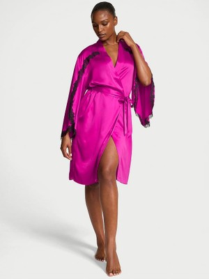 Victoria's Secret Lace-Detail Satin Midi Robe