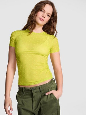 Victoria's Secret Base Daisy Sheer Short Sleeve T-Shirt