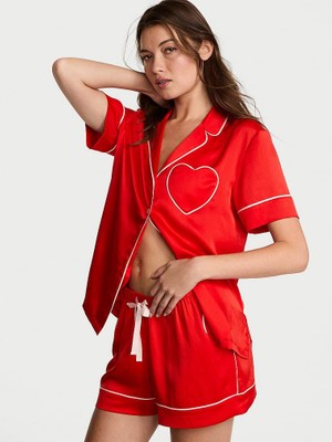 Victoria's Secret Glazed Satin Heart Short Pajama Set