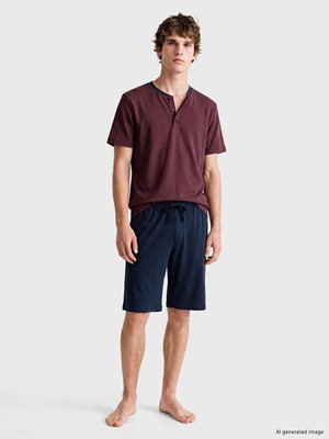 Lc Waikiki Yeni Sezon Bordo Erkek Şortlu Pijama Takımı