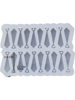 Depposite Epoksi Silikon Kalıp Çoklu Kravat Kalıbı Delikli Kravat Anahtarlık Takı Küpe Kalıbı 3.8x1.1 cm 20 Li