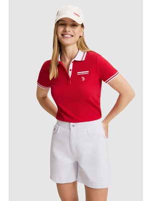 U.S. Polo Assn. Kadın Kırmızı Polo Yaka Basic Tişört 50323455-VR171