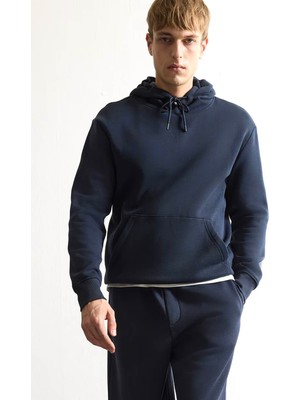 Defacto Regular Fit Kapüşonlu Basic Lacivert Erkek Sweatshirt X8283AZ/NV146