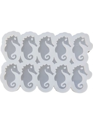 Depposite Epoksi Silikon Kalıp Çoklu Deniz Atı Kalıbı Delikli Deniz Atı Anahtarlık Kalıbı 4.4x3 cm 10 Lu